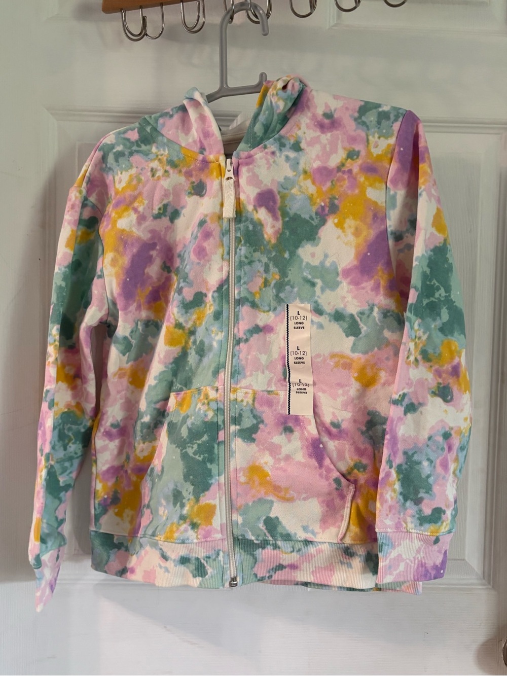 Tie-Dye Zip Hoodie in Pink, Teal & Yellow